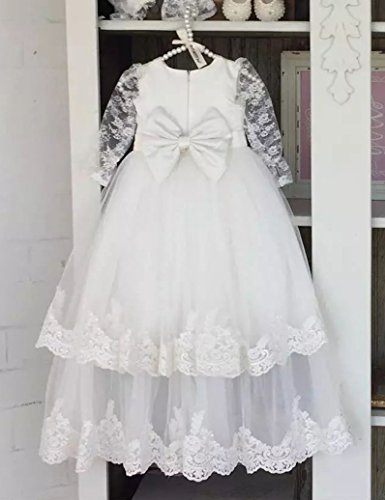 Aorme Baby Girls Baptism Christening Gown Dress With Bonnet Long Tulle Lace Edge 3M White #TOP4