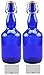 mikken Lot de 2 bouteilles en verre bleu de 0,75 l avec bouchon à étrier (mécanique) en porcelaine, avec étiquettes