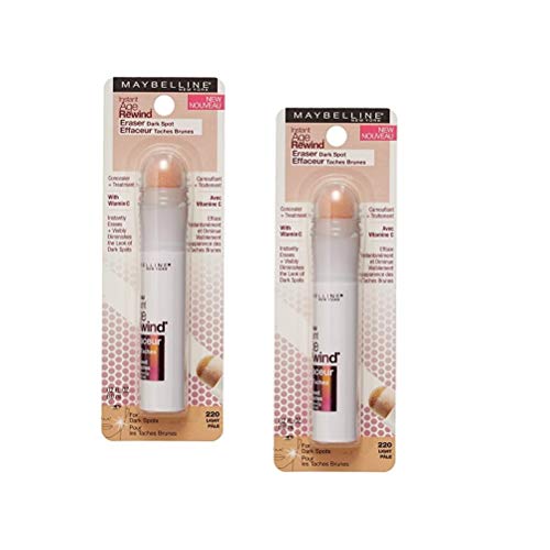 Maybelline New York Instant Age Rewind Eraser Dark Spot Concealer Plus Treatment, 220 - Light (Pack of 2)
