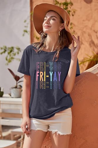 Funny Friday Shirt Women: Teacher Gift Shirts - Happy Weekend Day T Shirt - Cute Fri-Yay Tee - Image 4