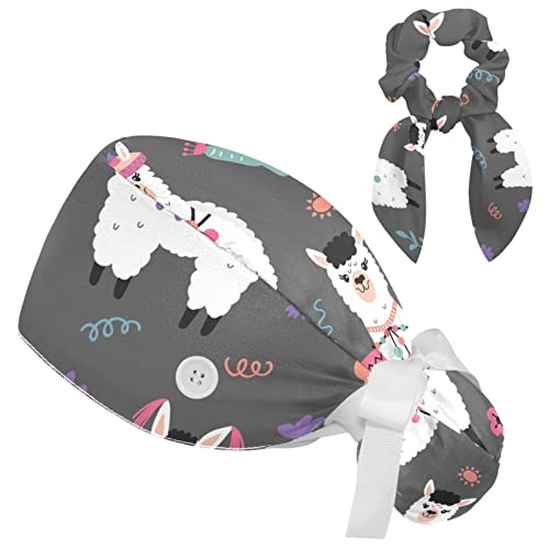 Bonnet de travail avec nœud et bandeau absorbant pour cheveux, motif papillon
