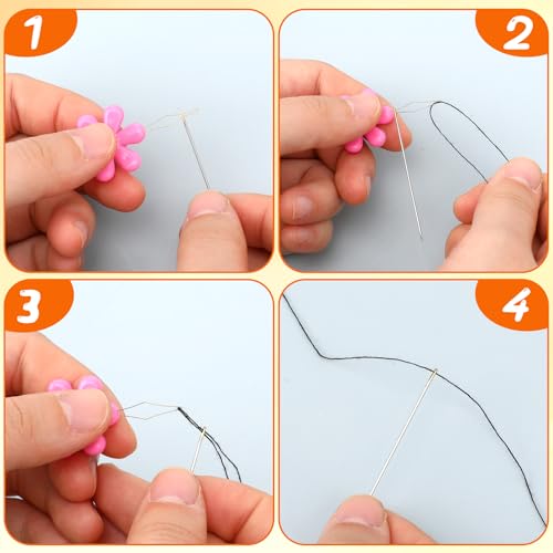 Image of 32PCS Plastic Needles with 2 Threaders, Large Eye Plastic Needles for Kids, Colorful Sewing Yarn Needle for Crochet, Canvas, and Handmade Crafts(4 Colors,3 Sizes)