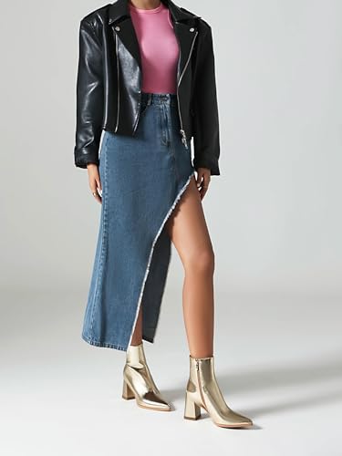 Women's Pointed Toe Boots Block Chunky Heel Ankle Booties4