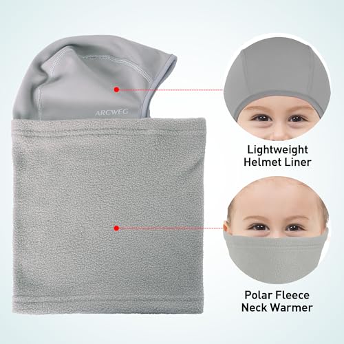 Image of Arcweg Kids Balaclava Ski Mask Thermal Fleece Neck Warmer Winter Windproof Face Hood Mask Fits Under Helmets for Boys Girls
