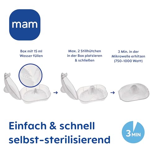 MAM Stillhütchen Größe M (ø 20 mm) im 2er-Set, extra weiche Brusthütchen zum Schutz beim Stillen, Brustwarzenschutz für maximalen Hautkontakt zwischen Mutter und Kind