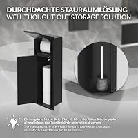 LuxeBath Unterputz-Schrankmodul aus Edelstahl für die Klobürstengarnitur, Schwarz, 60x20x14 cm, Badezimmerschrank mit Toilettenpapierhalter, Einbauschrank für Toilettenbürste, WC Wandnische befliesbar – Ansicht 4