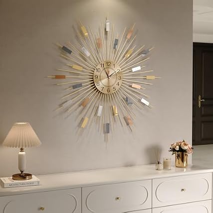 Cuspin Large Gold Wall Clock 30 Inch Clocks for Living Room Decor, Mid Century Modern Colorful item