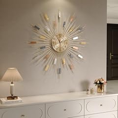 Cuspin Large Gold Wall Clock 30 Inch Clocks for Living Room Decor, Mid Century Modern Colorful photo Cuspin Large Gold Wall Clock 30 Inch Clocks for Living Room Decor, Mid Century Modern Colorful