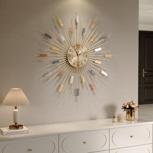 Cuspin Large Gold Wall Clock 30 Inch Clocks for Living