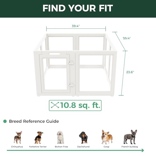 Image of FXW AuraSpace Acrylic Indoor Dog Playpen for Puppies and Small Dogs, 24 Inch, 8 Panels, White