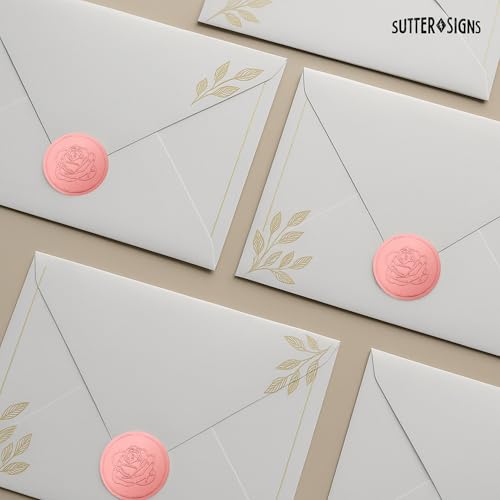 250pcs Envelope Seal Stickers, Flowers | Elegant Embossing Rose Gold Foil Floral Wedding Stickers for Invitations, Save The Date, Certificates, Decorative Mailing Labels