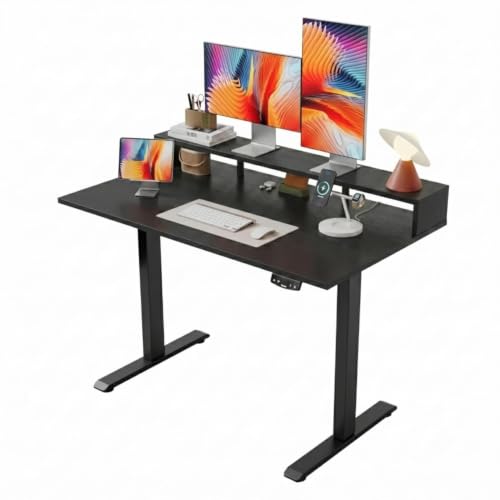 Image of TEKAVO Hirak Height Adjustable Table for Office Work | Electric Standing Table Workstation for Home Office| 100 kg Load Capacity |150L x 60W | Black DIY