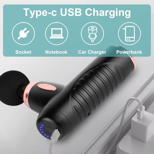 TOCH Massage Gun Deep Tissue for Athletes Percussion Muscle Massager with 6 Speed for Pain Relief 4 Massage Gun Head for Back, Neck, Body(Black+Rose) - Image 4