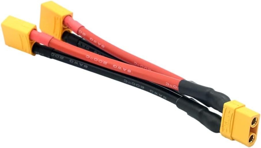 XT90 Plug Parallel Connection Cable 8awg Wire 1 Female + 2 Male to Increase RC Battery Capacity at Same Voltage Output (5pcs)