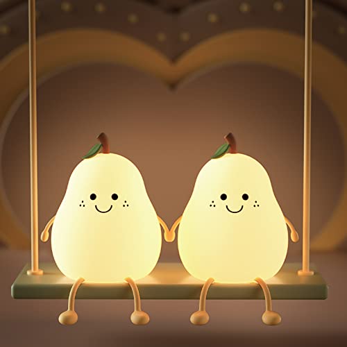 Neioaas Children's Cute Lamp,Cute Night Light, Pear Shaped Night Light, Silicone Bedside Lamp Warm Lamp 7 Color Usb Charging Mini Table Lamp, Bedroom Decoration, Children's Gift Valentine's Day Gift #TOP7