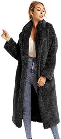 Women Faux Fur Winter Coats Comfort Warm Outerwear Open Front Long Cardigan Overcoat Jacket