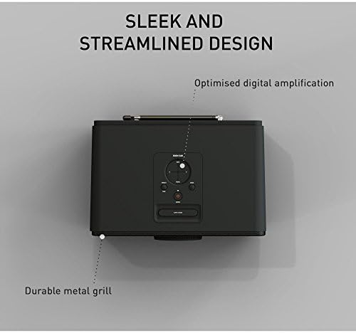 KitSound Boom DAB Speaker with DAB/FM/Bluetooth and Dual Alarm for Smartphone - Black