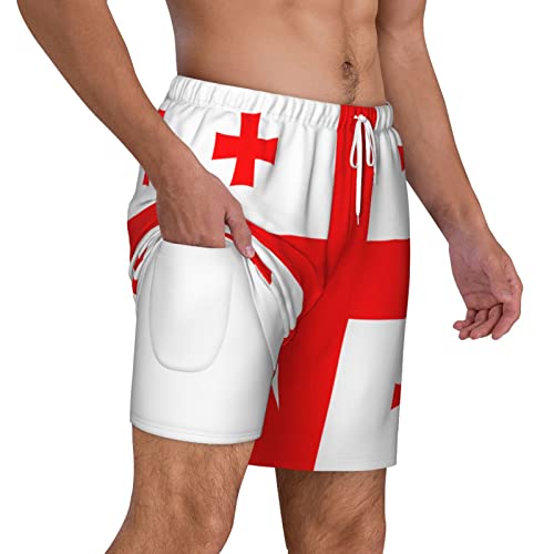 Short de plage drapeau Géorgie de qualité supérieure avec boxer intégré homme