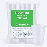 Generico 1000 Bicchieri Trasparenti 200 ml in Plastica – Usa e Getta, Robusti e Pratici – Perfetti per Feste, Ufficio e Catering – 10 Confezioni da 100 Pezzi