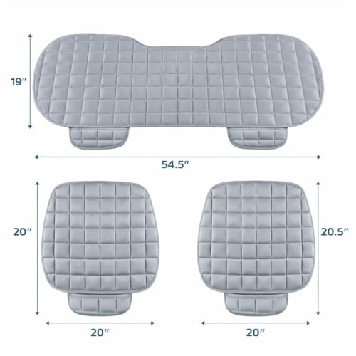 Image of Breathable Car Seat Cushion Cover Set with Memory Foam Padding & Storage Pouch - Universal Anti-Slip Front and Rear Seat Protector Mat for Cars, SUVs and Sedans (Grey Combo)