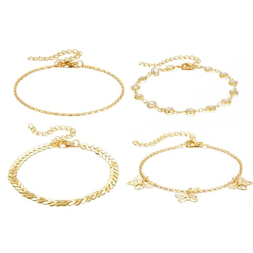 Image of Anklets for Women Fancy, Stylish Payal for Woman, Layered Shell and Starfish Pearl Beaded Anklet Set, Adjustable Beach Jewellery for Girls, Boho Accessories for Summer Festivals