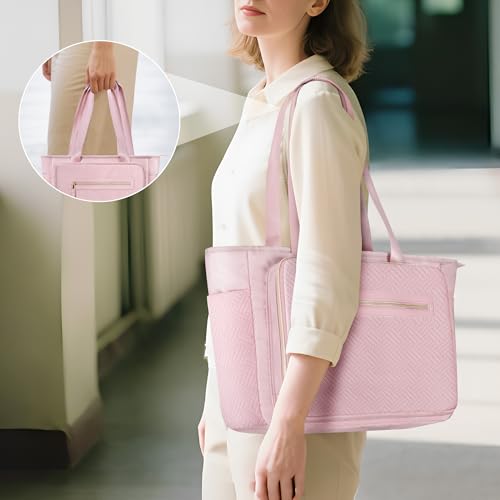 Image of Teacher Tote Bag for Women, Laptop Bag with Accordion File Organizer | Briefcase with File Organizer Compartment, Padded Laptop Sleeve, Large Capacity Teacher Work Bag Office Essential