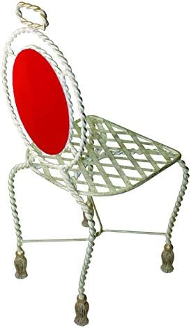 MY SWANKY HOME Wrought Iron Silver Bistro Chair Ice Cream Cafe Indoor Outdoor Tassel