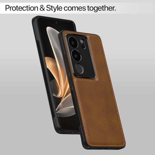 Image of Pikkme Vivo V29 / V29 Pro 5G Back Cover | Flexible Pu Leather | Full Camera Protection | Raised Edges | Super Soft-Touch | Bumper Case for Vivo V29 / V29 Pro 5G (Brown)