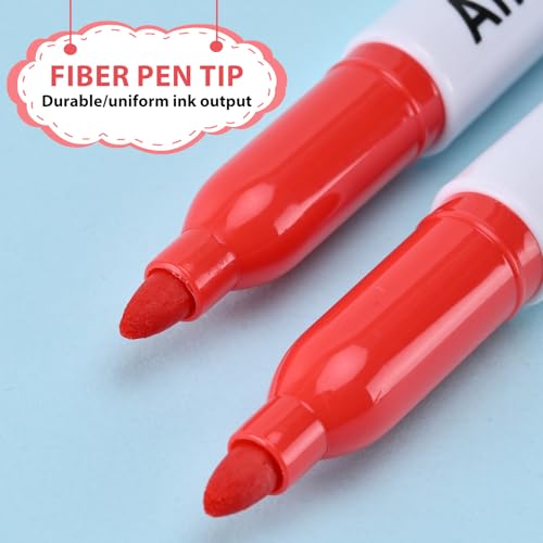 Image of Red Permanent Markers Bulk, 75 Count, Quick Drying and Fade Resistant, Fine Point Marker works on Paper, Plastic, Metal, Wood, Perfect for Classroom, Home, Office