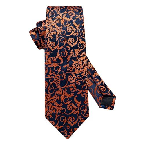 Image of HISDERN Ties for Men Paisley Floral Tie Handkerchief Classic Woven Business Formal Necktie and Pocket Square Set Wedding