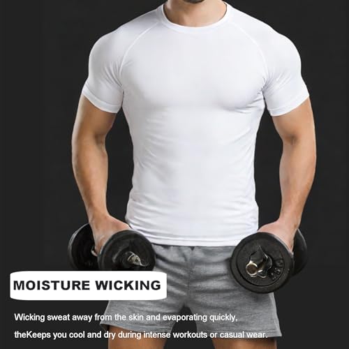 Mens Compression Shirts Short Sleeve Athletic Workout Base Layer Undershirt T-Shirt Tops for Gym Running Basketball2