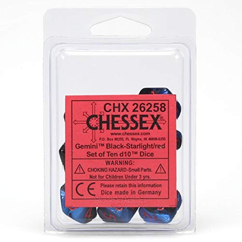 Chessex 26258 Accesorio de dados translúcidos verde azulado con puntos blancos para juegos de rol