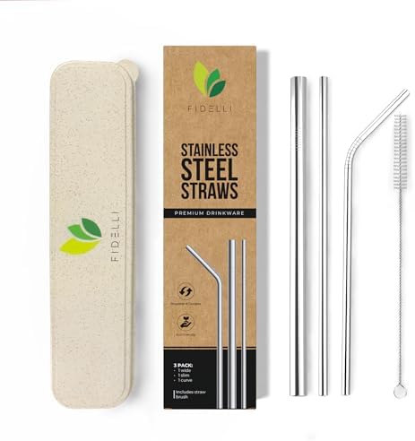 Eco-Friendly Reusable Stainless Steel Straw Set – 3-Piece Travel ...