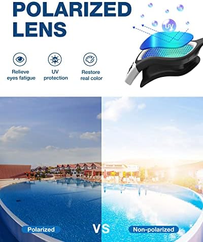 Swimming Goggles, ZIONOR G1 Polarized Swim Goggles UV Protection Watertight Anti-fog Adjustable Strap Comfort fit for Unisex Adult Men and Women (Polarized Gold Lens White Frame)