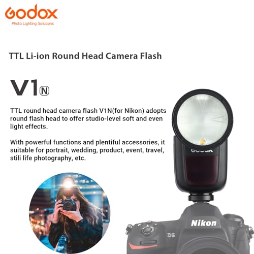 Image of GODOX V1-N Flash for Nikon, 76Ws 2.4G TTL 1 /8000s HSS Speedlite for Nikon