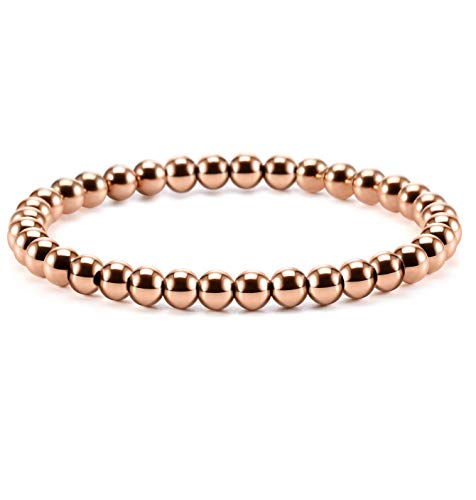 Ourania Stainless Steel Bead Elastic Bracelet Rose Gold Plated Color