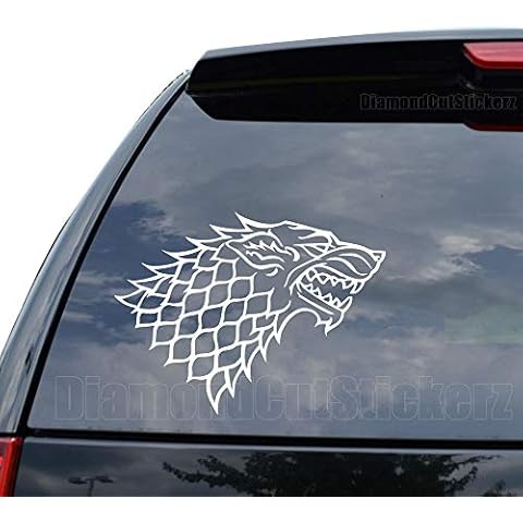 DiamondCutStickerz House Stark Wolf Decal Sticker Car Truck Motorcycle Window Bumper Laptop Wall Decor - Size (09 inch / 23 cm Wide) - Color (Gloss Black) Cover