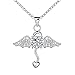 Produktbild Good dress Zirkon Kupfer Kabel Kette Anhänger Halskette Mode Silber Ornament Flügelform Weibliche Halskette, Silber-