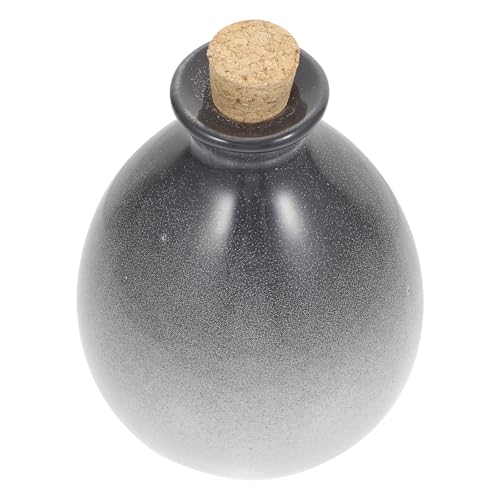 NUOBESTY Bouteille de Vin en Céramique 250 Ml Dégradé Gris Bouchon en Bois Récipient Hermétique Multifonction pour Brassage et Stockage Cruche Domestique Pratique pour Bar Cuisine
