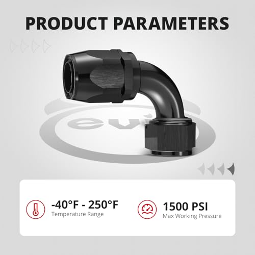 Image of EVIL ENERGY 20AN Hose End Fitting 90 Degree Swivel for CPE Braided Hose Black 2PCS