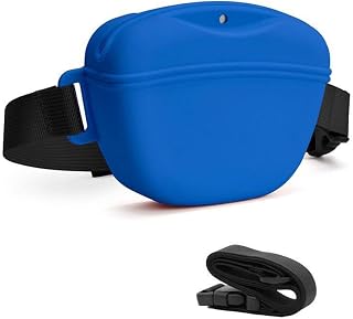 chichenshangwu Riñonera de entrenamiento para mascotas con cierre magnético, bolsa de silicona para golosinas, cinturón ajustable, color gris (azul)