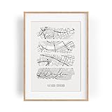 Paul Sinus personalisierter Bilderrahmen mit deinen GPS Koordinaten und Namen. 30cm x 42cm Holz Wechselrahmen mit Glas und Passepartout. Einzigartiges Geschenk. Abstrakt. (Natur)