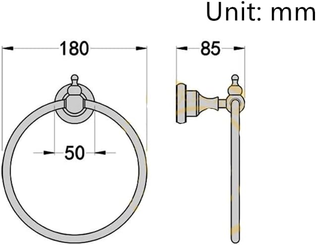 LSLYTQ 1PC Personality Contemporary Black Towel Holder, Towel Ring, Brass Towel Bar, Wall-Mounted Bathroom Hardware Accessories