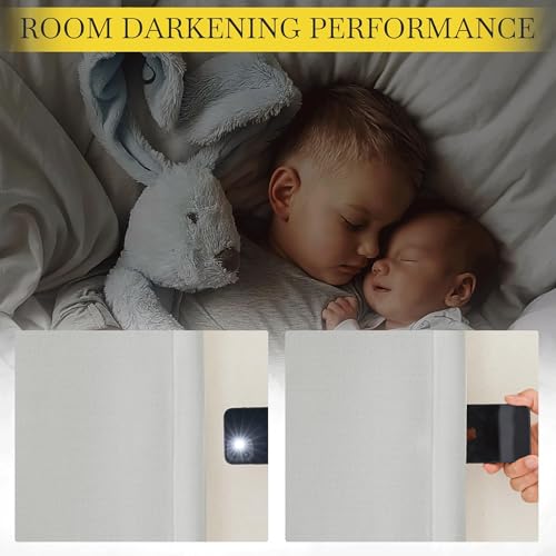 NICETOWN Faux Linen Room Darkening Living Room Curtains, Pinch Pleated Curtains Thick Linen Blend Thermal Insulated Noise Reducing Window Drapes for Bedroom, Greyish White, W50 x 96, Set of 2 - image 3