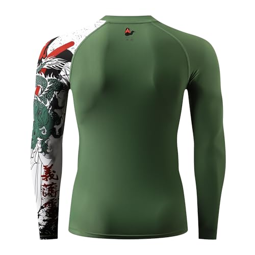 Image of HUGE SPORTS Men's Rash Guard Long Sleeves UPF 50+ UV Sun Protection Quick Drying Splice Compression Swim Shirts