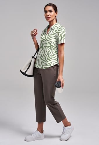 Alaroo Womens Summer Tops Golf Polo V Neck Short Sleeve Shirts Trendy Dressy Business Casual Outfits Workout Tops Green Zebra M — view 5