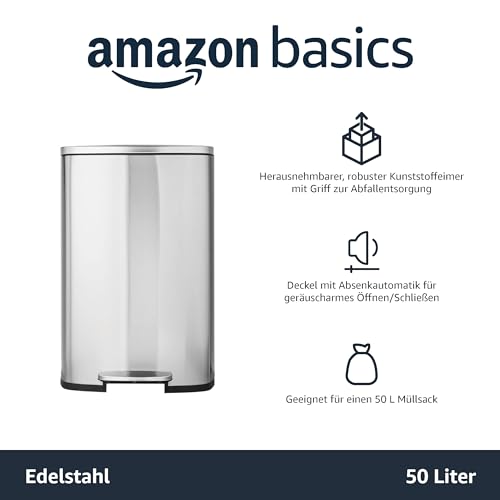 Geruchsdichter Mülleimer von Amazon Basics mit 50 Litern Volumen