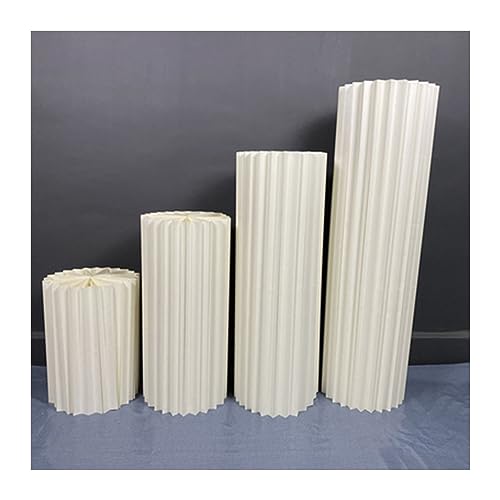 Socle cylindrique accordéon blanc de 15,75 pouces pour décoration de mariage à monter soi-même