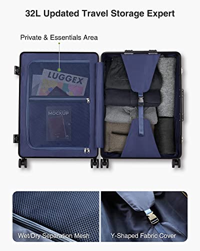 Luggex Aluminum Luggage Carry On, 20 Inch No Zipper Luggage Metal Suitcase, Classy Carbon Fiber Pattern For Elegant Journey (Metal Carry On Luggage) #TOP7