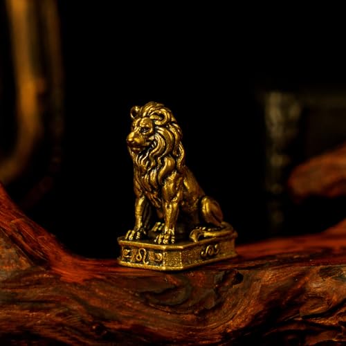 CHOVY Leo – Leo Lion Zodiac Sign Brass Sculpture – 100% Solid Handcrafted Collectible Figurine, Bold Retro Desk Decor for Astrology Enthusiasts